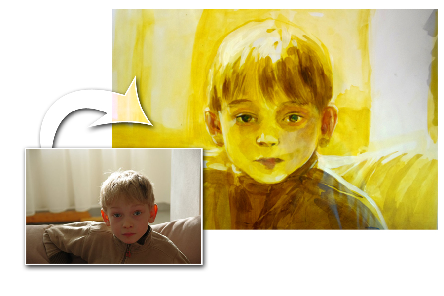 Portrét podle fotografie - Akvarelové barvy, A4 (20x30)